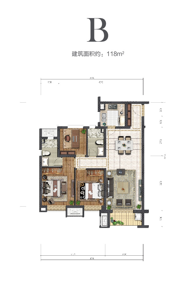 千亿球友会中环云著118㎡户型图